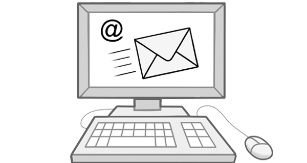 Grafik: Computer mit Mailsymbol im Bildschirm Grafik: Computer mit Mailsymbol im Bildschirm