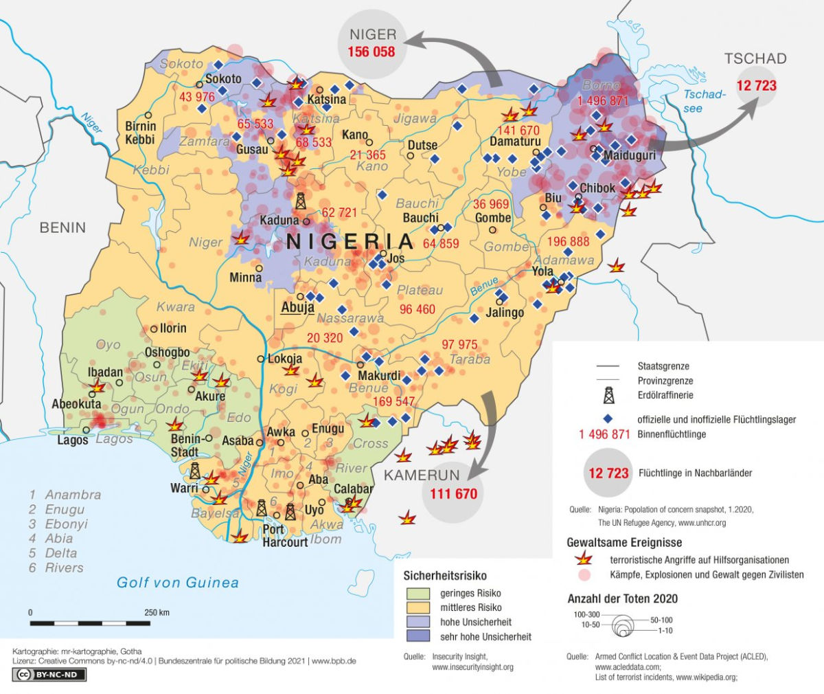 Nigeria | mr-kartographie / Bundeszentrale für politische Bildung 2021 | cc by-nc-nd/4.0/deed.de Nigeria | mr-kartographie / Bundeszentrale für politische Bildung 2021 | cc by-nc-nd/4.0/deed.de
