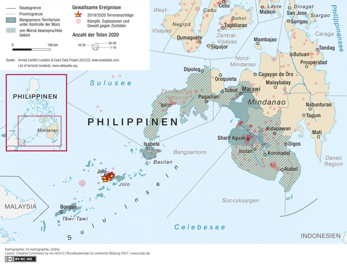 Philippinen Mindanao | mr-kartographie / Bundeszentrale für politische Bildung 2021 | cc by-nc-nd/4.0/deed.de Philippinen Mindanao | mr-kartographie / Bundeszentrale für politische Bildung 2021 | cc by-nc-nd/4.0/deed.de