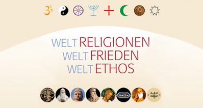 Logo der Ausstellung Weltreligionen - Weltfrieden - Weltethos mit Link zur Website der Stiftung Weltethos mit weiteren Informationen
